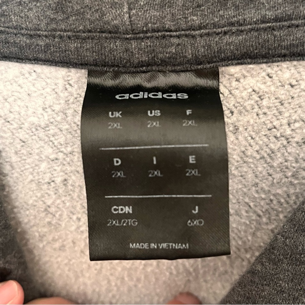 Adidas Essentials Gray With Black Pullover 3 Stri… - image 4